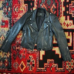 Zara Trafaluc Black Leather Moto Biker Jacket Women’s Large
